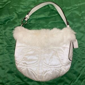 Coach fur trim hobo bag